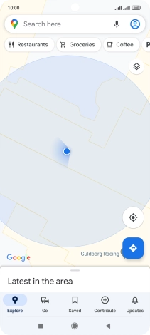 Press the search field and key in the required destination.