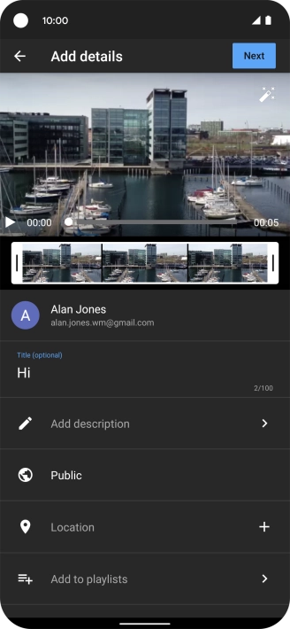 Key in the required text and press Next.