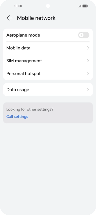 Press Mobile data. Press Mobile data.