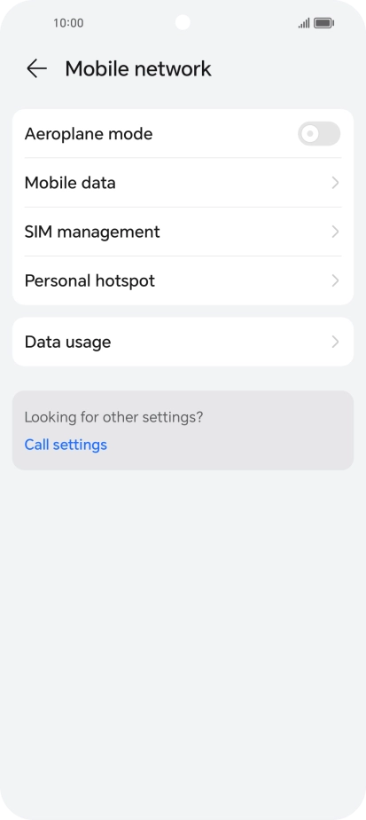 Press Mobile data. Press Mobile data.