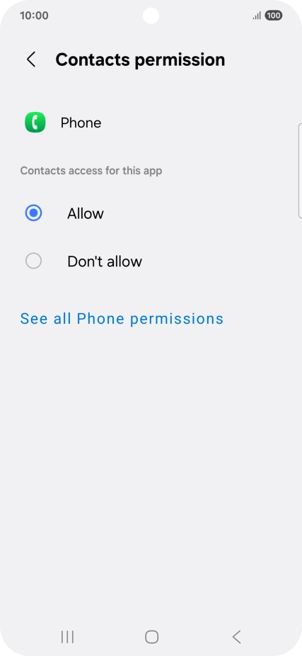 Press the required setting.