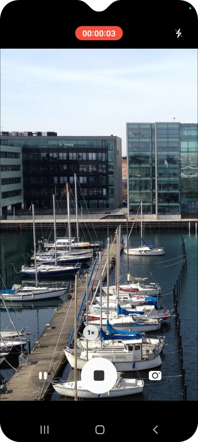 Press the stop icon to stop recording. Press the stop icon to stop recording.