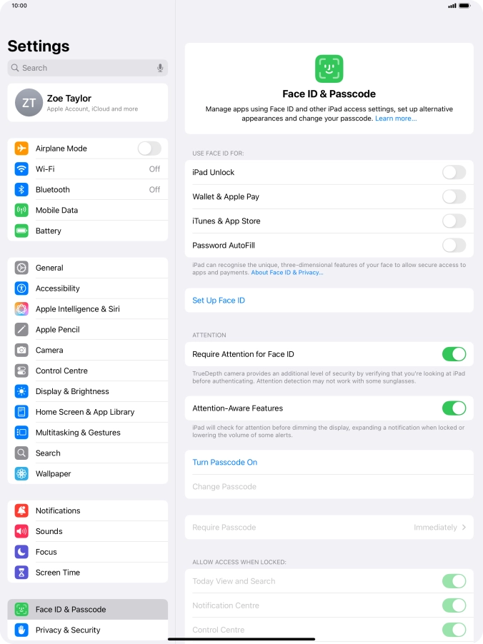 Press Turn Passcode On and key in a lock code of your own choice twice. Press Turn Passcode On and key in a lock code of your own choice twice.