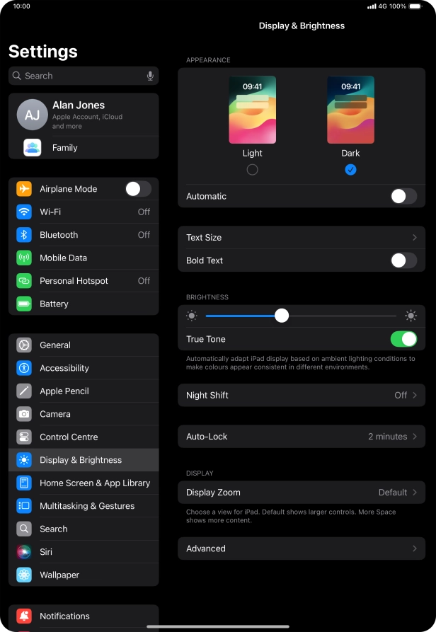 Press the indicator next to 