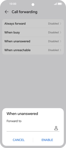 Key in +447836121121 and press ENABLE.