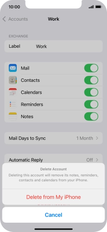 Press Delete from My iPhone. Press Delete from My iPhone.