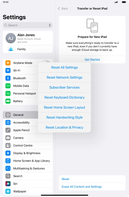 Press Reset All Settings.