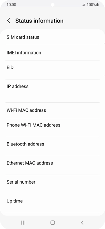 Your phone's EID number is displayed below EID.