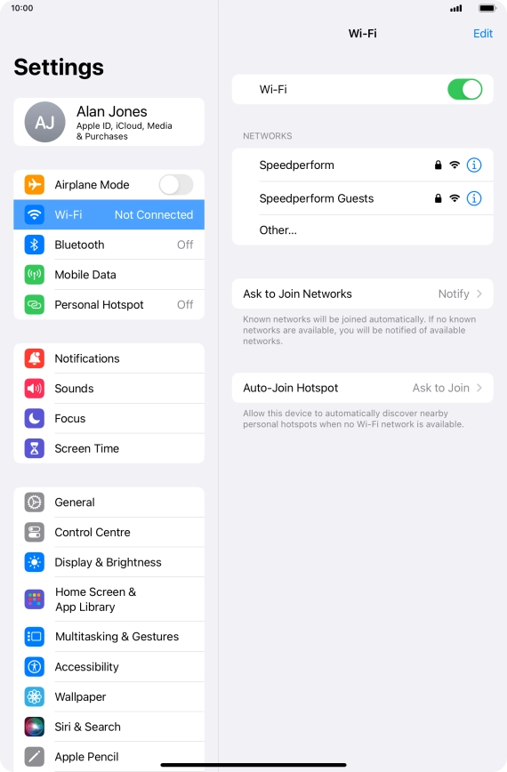 Press the required Wi-Fi network and key in the password for the Wi-Fi network.