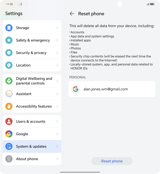 Press Reset phone.