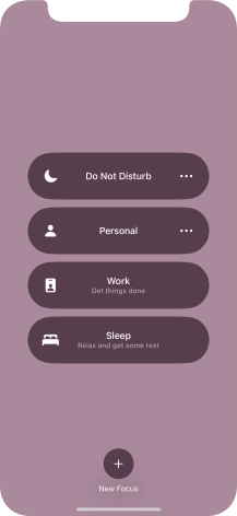 Press the required focus mode to activate or deactivate it immediately.