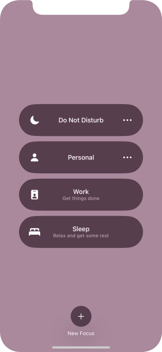 Press the required focus mode to activate or deactivate it immediately.