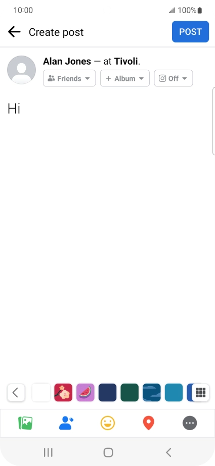 Write the required text and press POST.