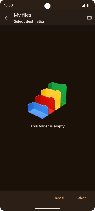 To create a new folder, press the new folder icon and follow the instructions on the screen to create a new folder.