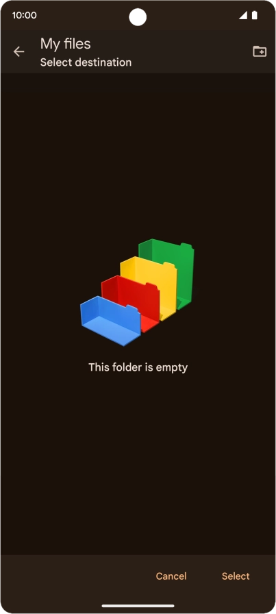 To create a new folder, press the new folder icon and follow the instructions on the screen to create a new folder.