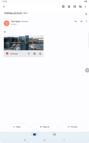 If an application is open on your tablet, such as a Mail, you can also use the functions available here, e.g.: Reply to this email.