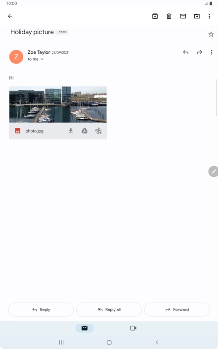 If an application is open on your tablet, such as a Mail, you can also use the functions available here, e.g.: Reply to this email.