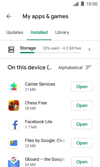 Press the required app.