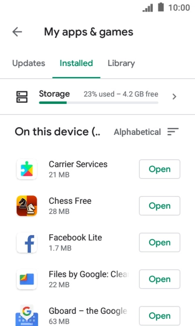 Press the required app.