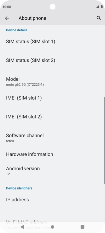 Your phone's software version is displayed below Android version.