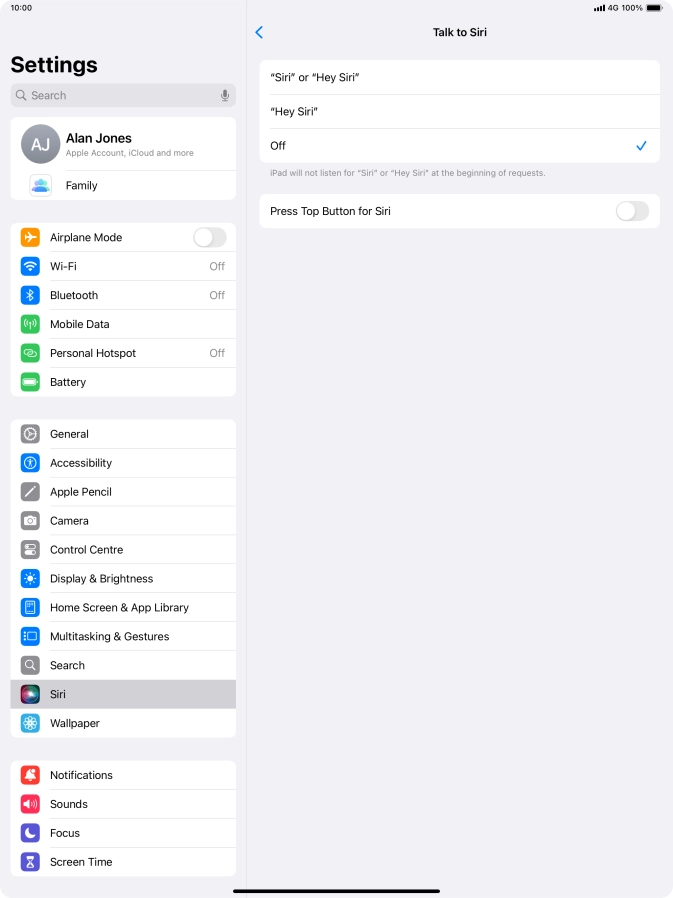 Press the indicator next to 