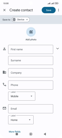 Press First name and key in the required first name. Press First name and key in the required first name.