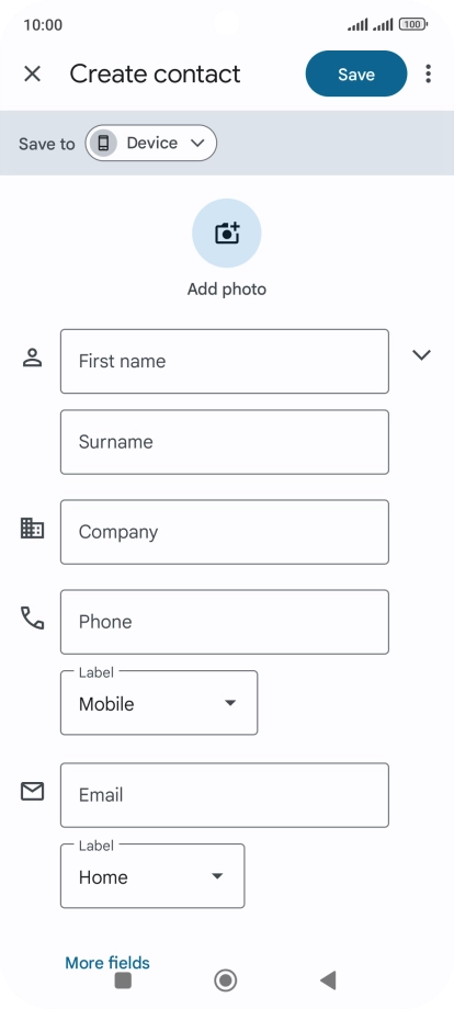 Press First name and key in the required first name. Press First name and key in the required first name.
