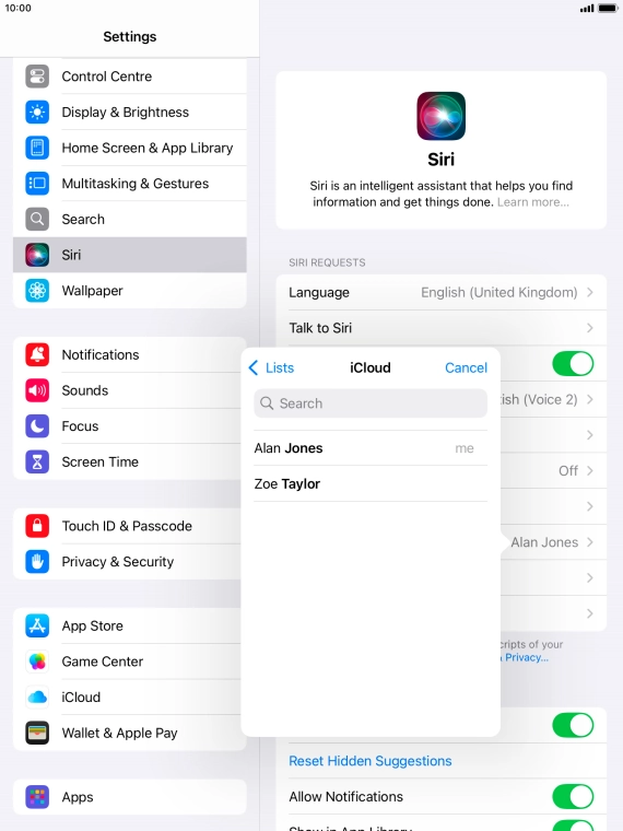 Press the required contact.