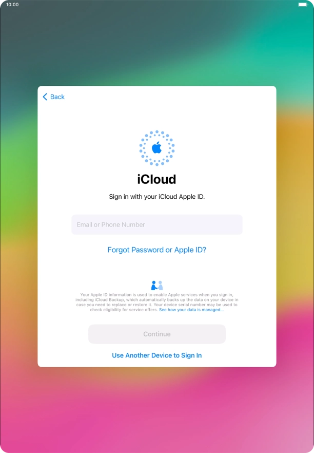 Press Email or Phone Number and key in the username for your Apple ID.