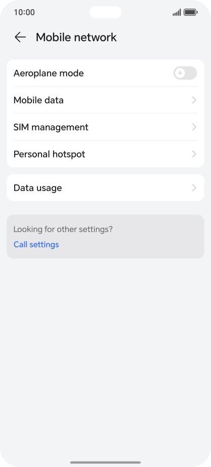 Press Mobile data. Press Mobile data.