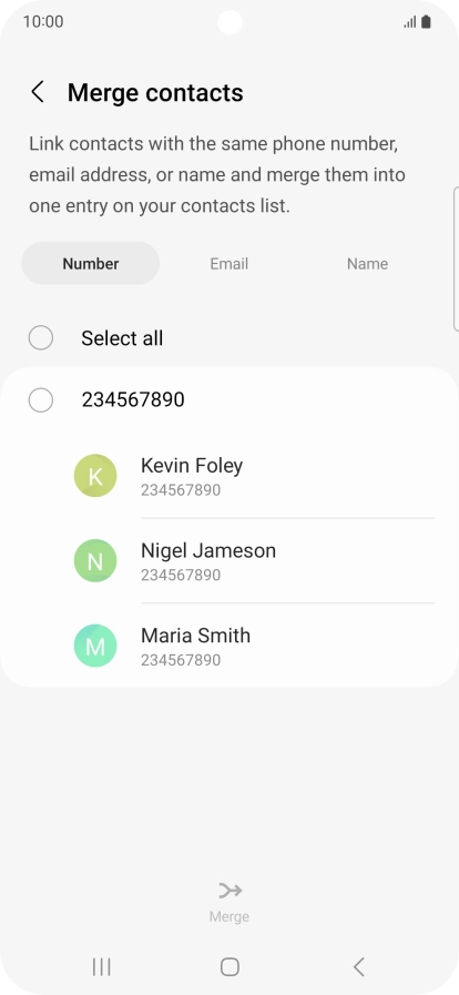 Press the field next to the required number.