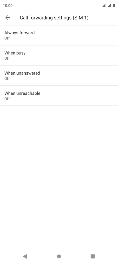 Press the required divert type.