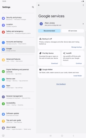 Press Manage backup.