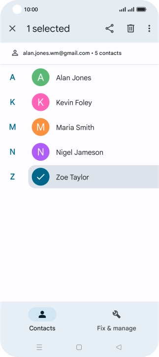 Press the required contact.