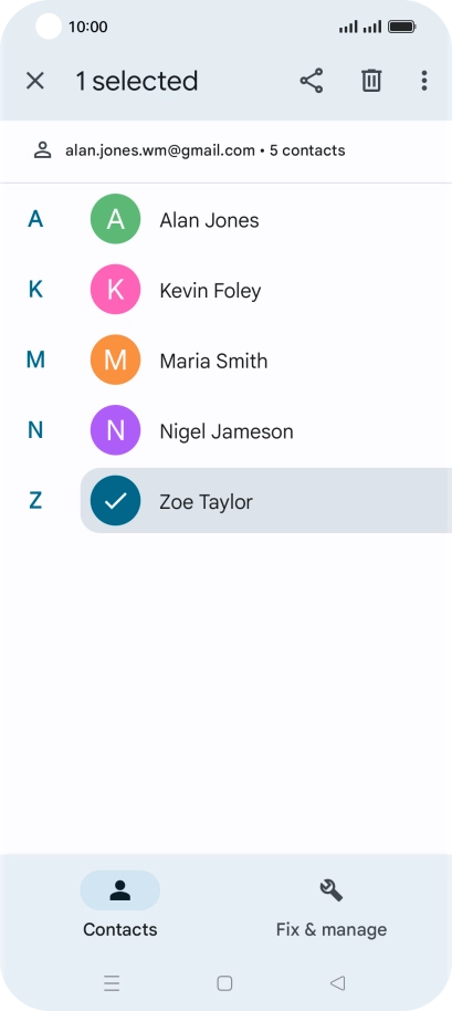 Press the required contact.