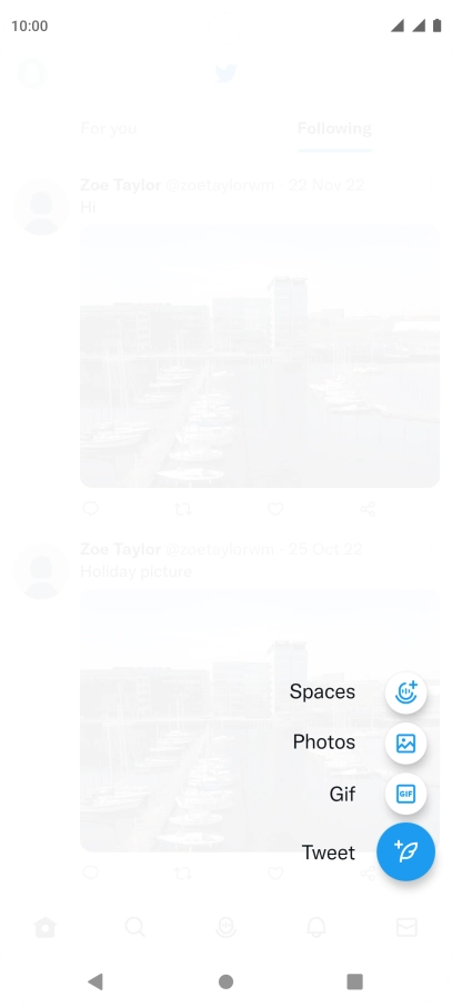 Press the new tweet icon. Press the new tweet icon.