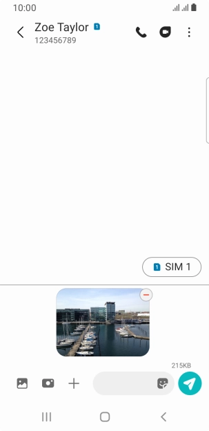 Press the text input field and write the text for your picture message.