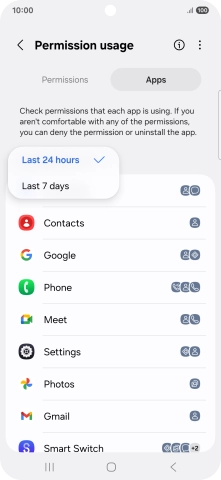 Press the required setting.