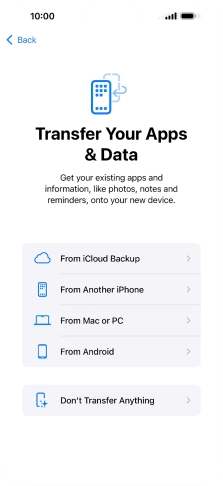 When this screen is displayed, your phone is ready to restore content from an iCloud backup.