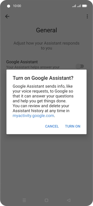 If you turn on the function, press TURN ON.