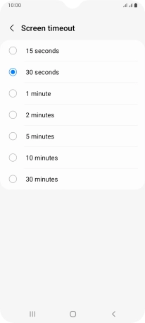 Press the required setting.