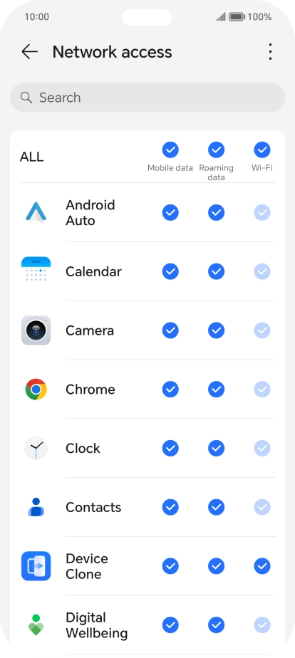 Press the field next to the application name in the Press the field next to the application name in the