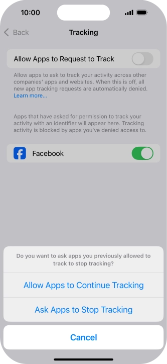 If you turn off the function, press the required setting.