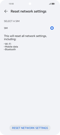 Press RESET NETWORK SETTINGS.