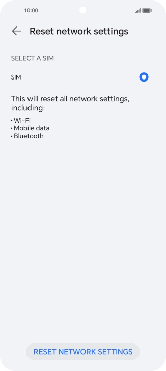 Press RESET NETWORK SETTINGS.