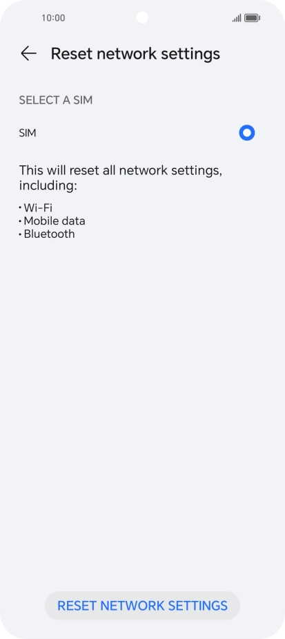 Press RESET NETWORK SETTINGS.