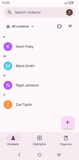 Press the new contact icon.