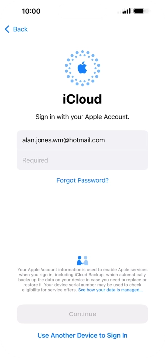 Press Required and key in the password for your Apple ID.