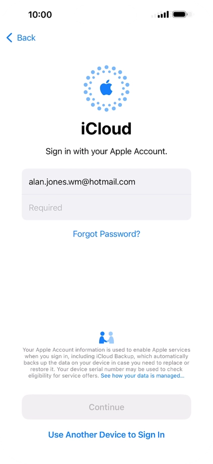Press Required and key in the password for your Apple ID.