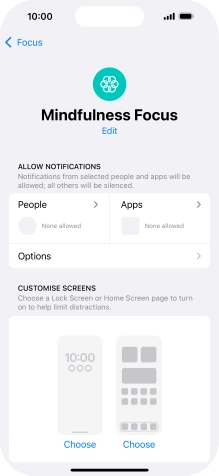 Press People and follow the instructions on the screen to select which contacts you would like to receive calls and notifications from when the selected focus mode is active.